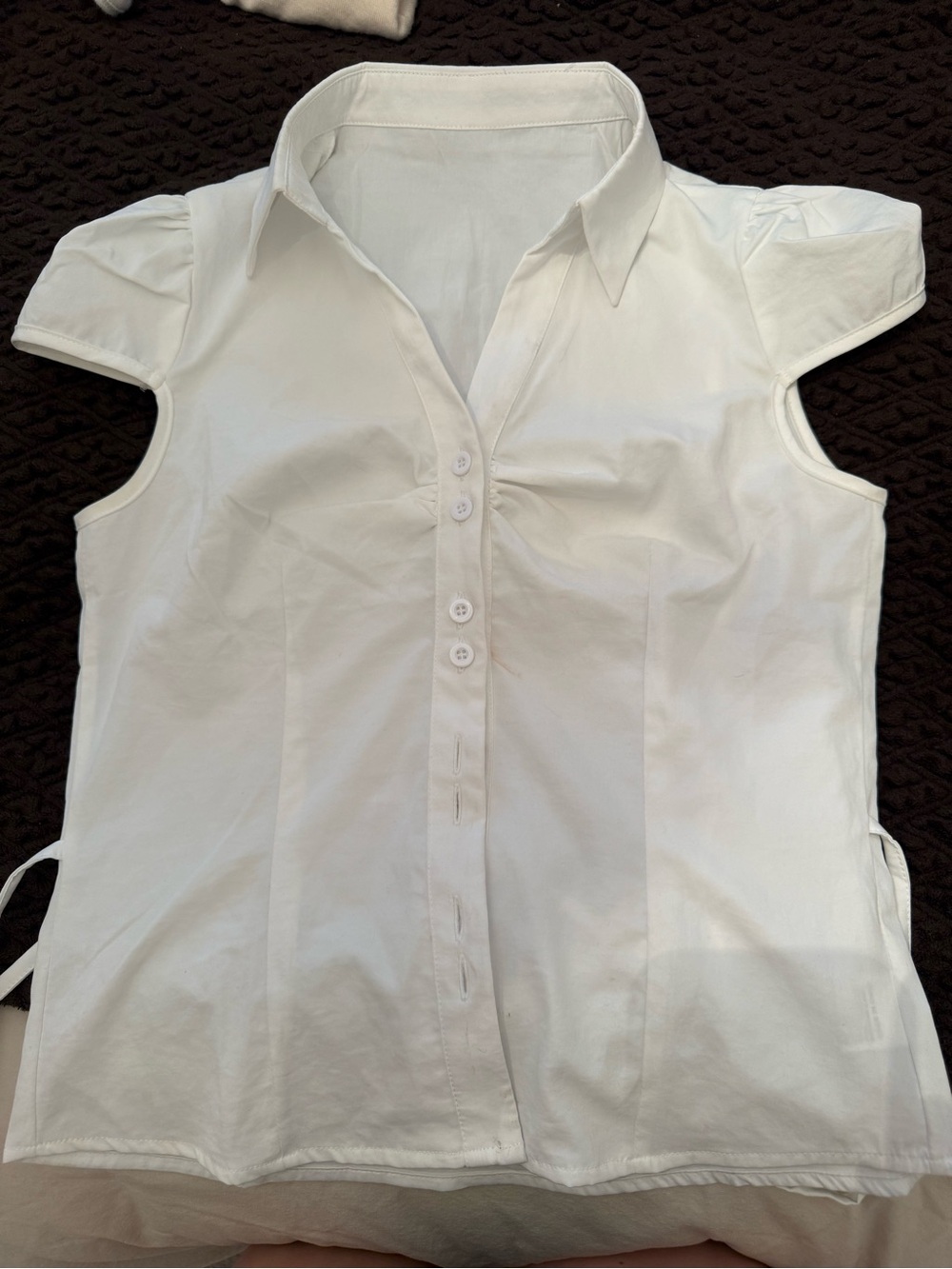 White Button Up Tee w/ Tie in the back